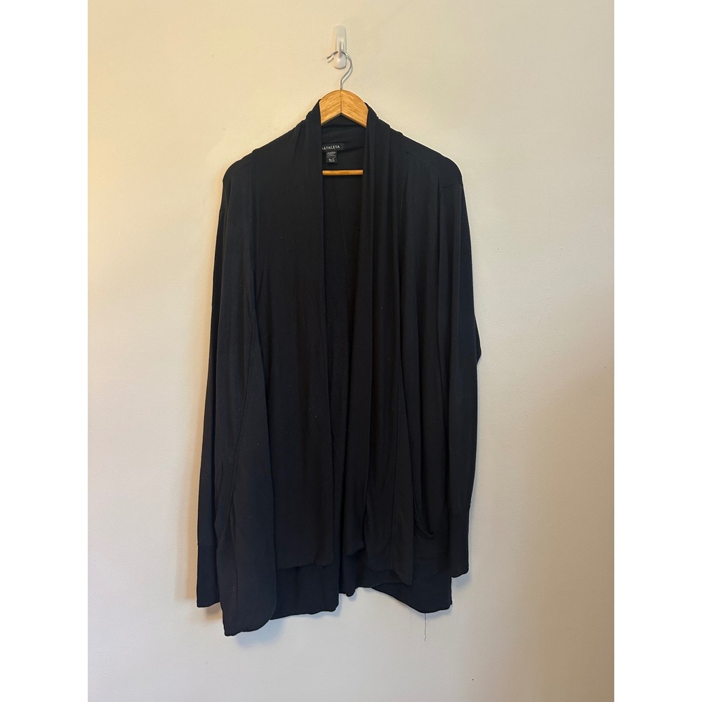 Athleta Pranayama Wrap Black Open Front Cardigan | Size XL